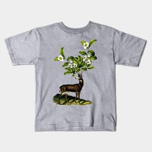 Deer with camellias Kids T-Shirt